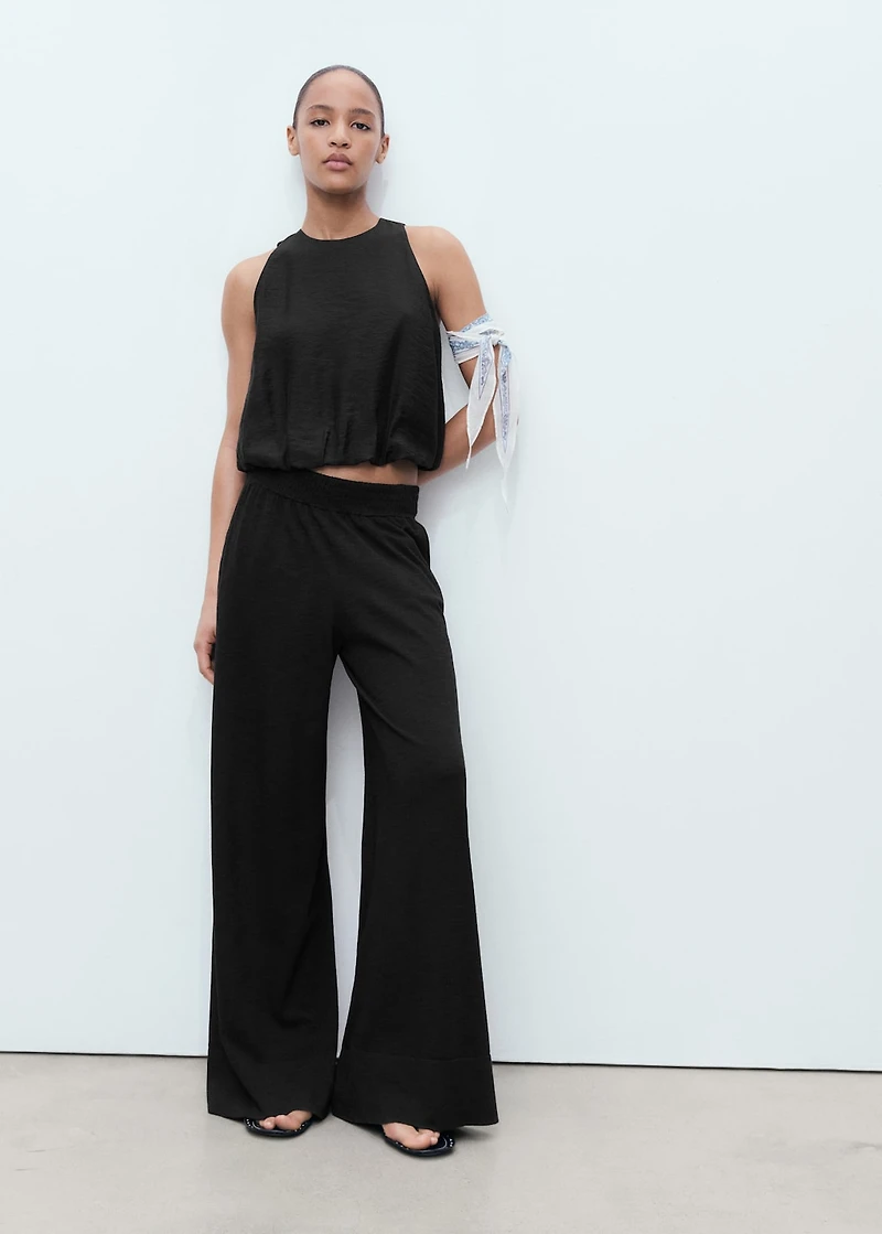 Fine-knit straight-fit pants