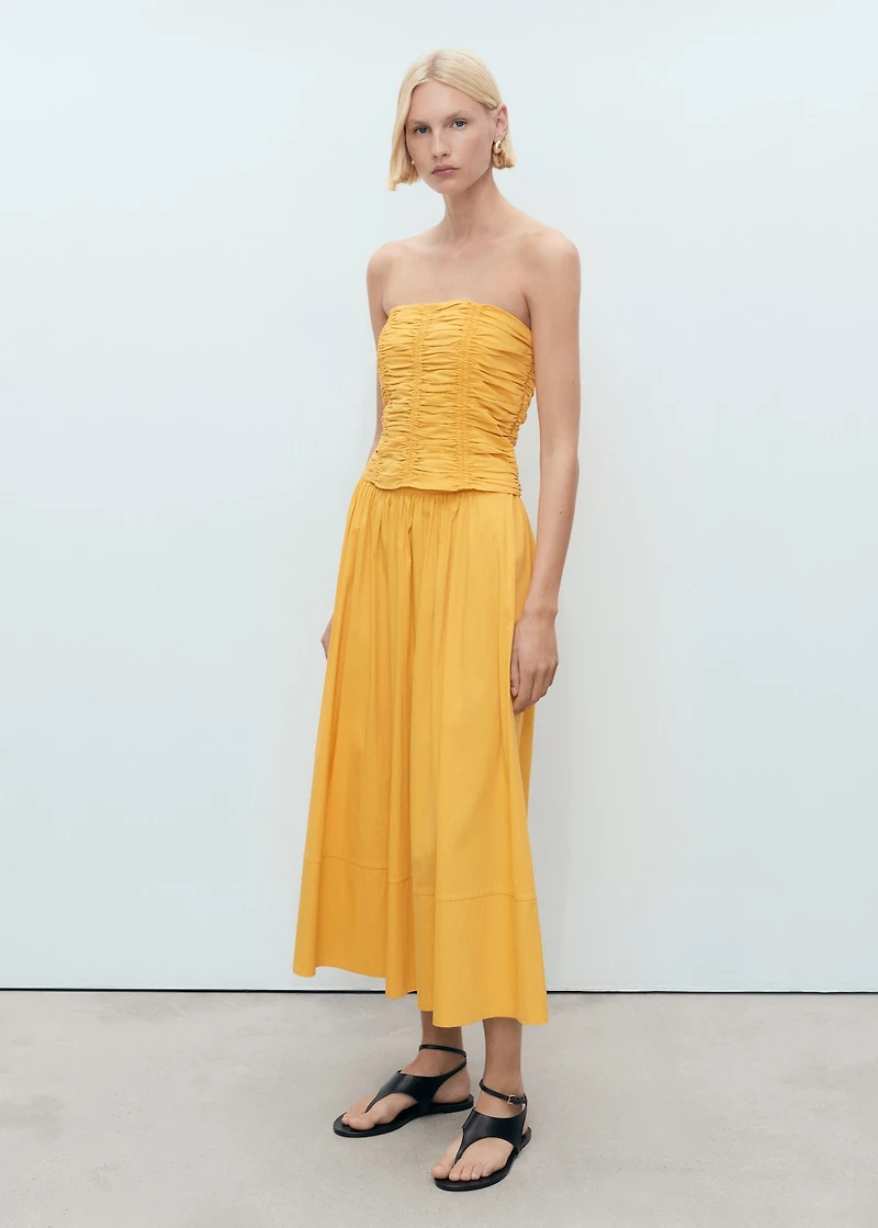 Ruched strapless top