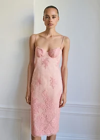 Lace dress with structured neckline