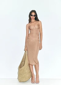 Lurex pencil skirt with lace details