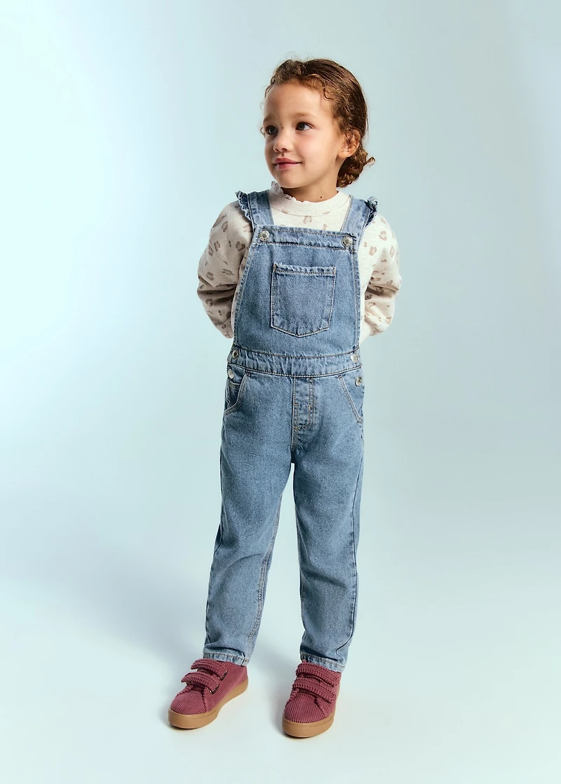 Frills denim dungarees