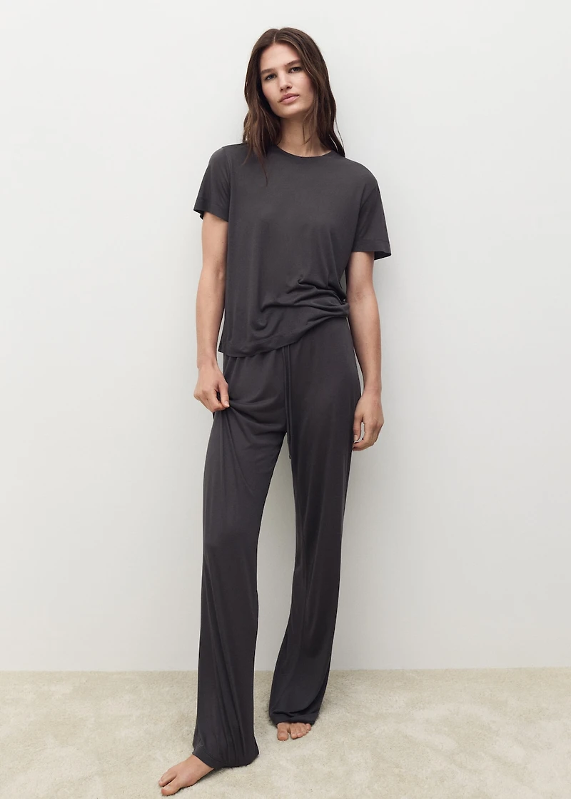Short-sleeved micro-modal pajama top