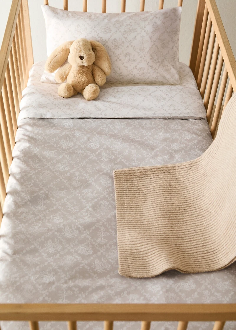 Toile de Jouy percale cotton duvet cover for crib