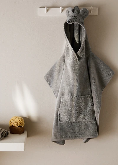Children's bath poncho with decorative hood detail