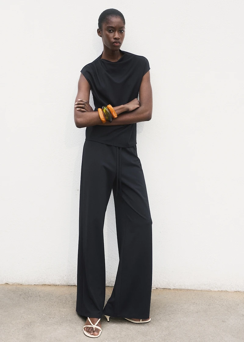 Wide-leg pants with elasticated waist