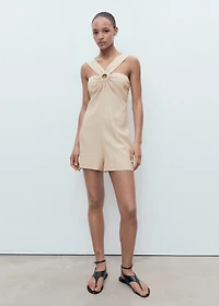 Linen jumpsuit with hoop detail