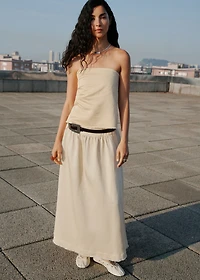 Strapless linen-blend top