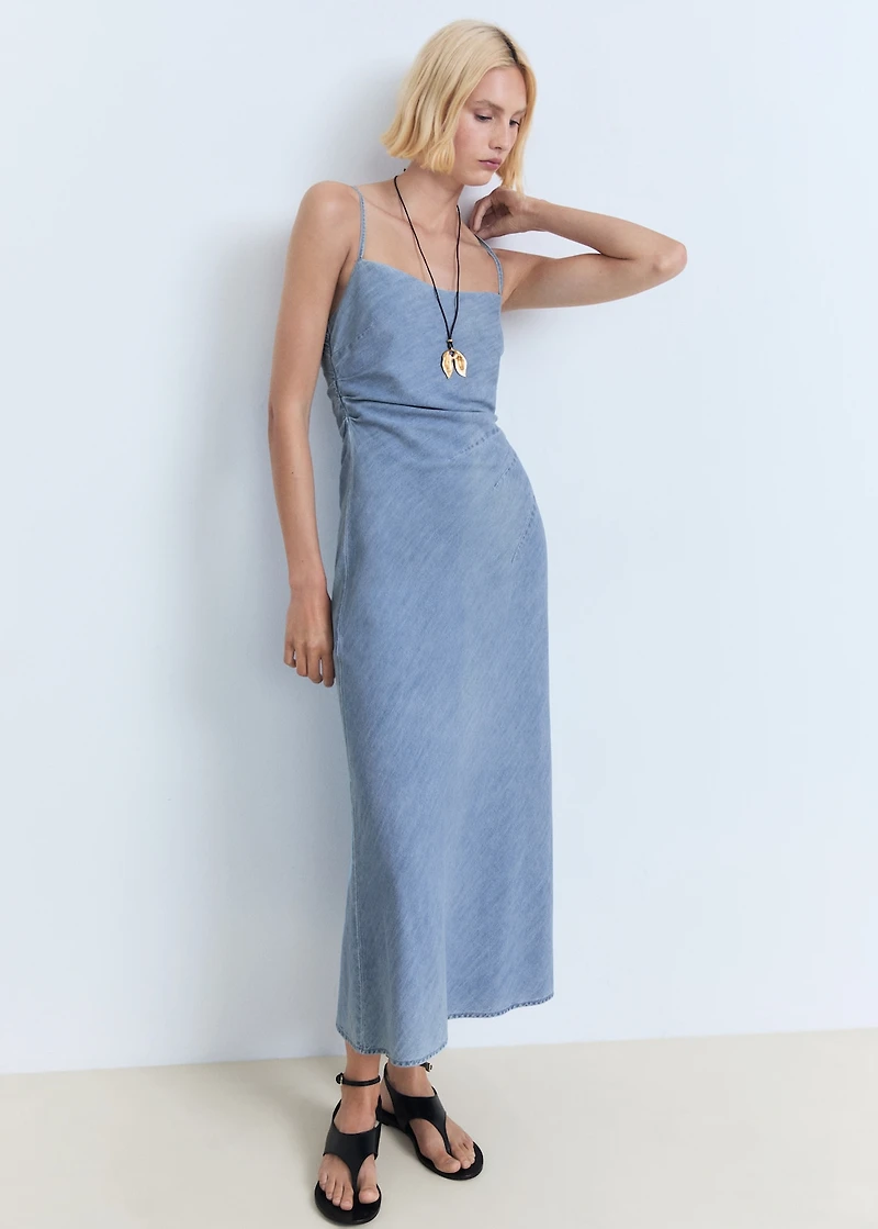 Draped denim dress