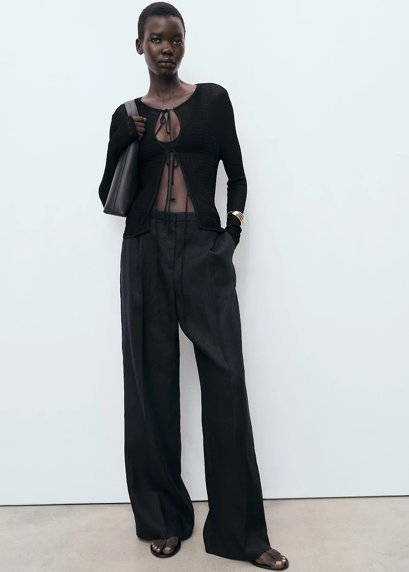 Knitted cardigan with ties