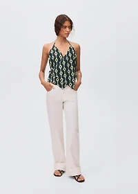 Halter-neck crossover top