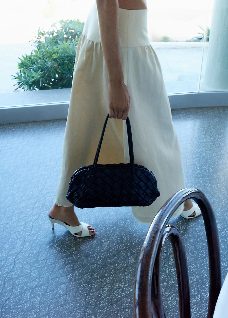 Braided leather shoulder bag