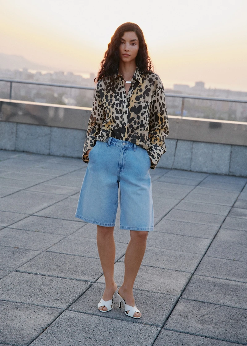 Leopard-print shirt with pocket