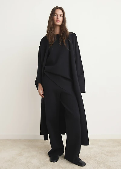 Long milano cardigan with stitching detail