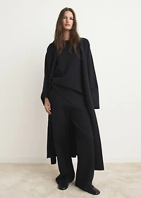 Long milano cardigan with stitching detail