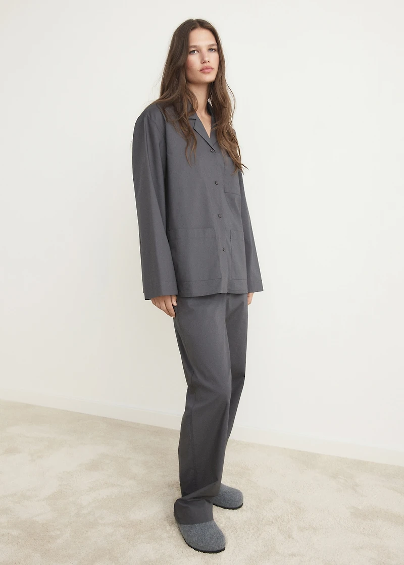 Poplin pajama shirt