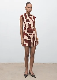 Draped neck printed dress