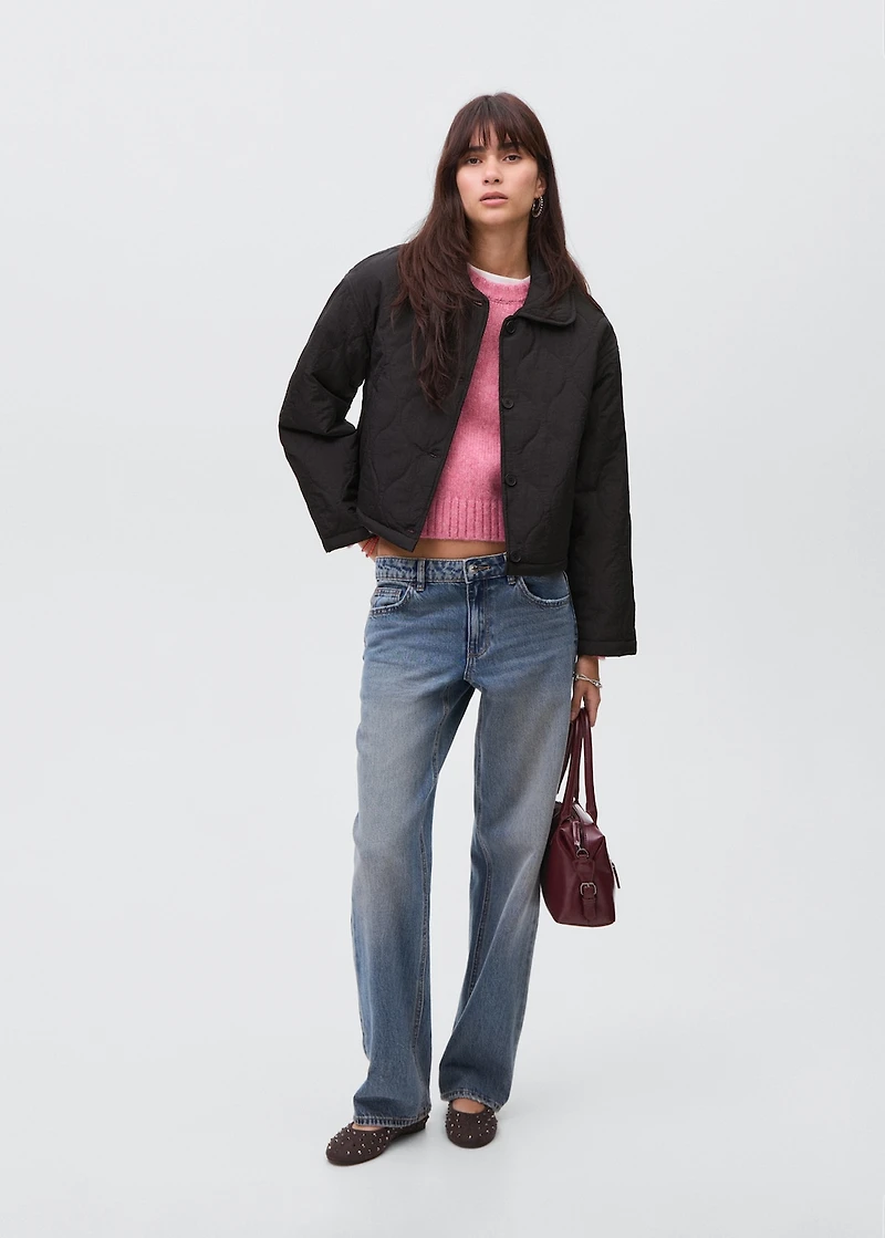 Quilted barn jacket with buttons