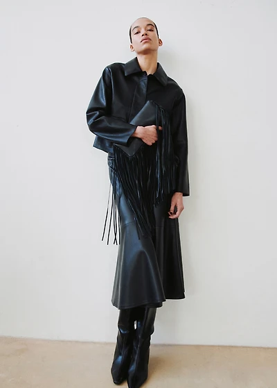 Faux-leather jacket with pockets