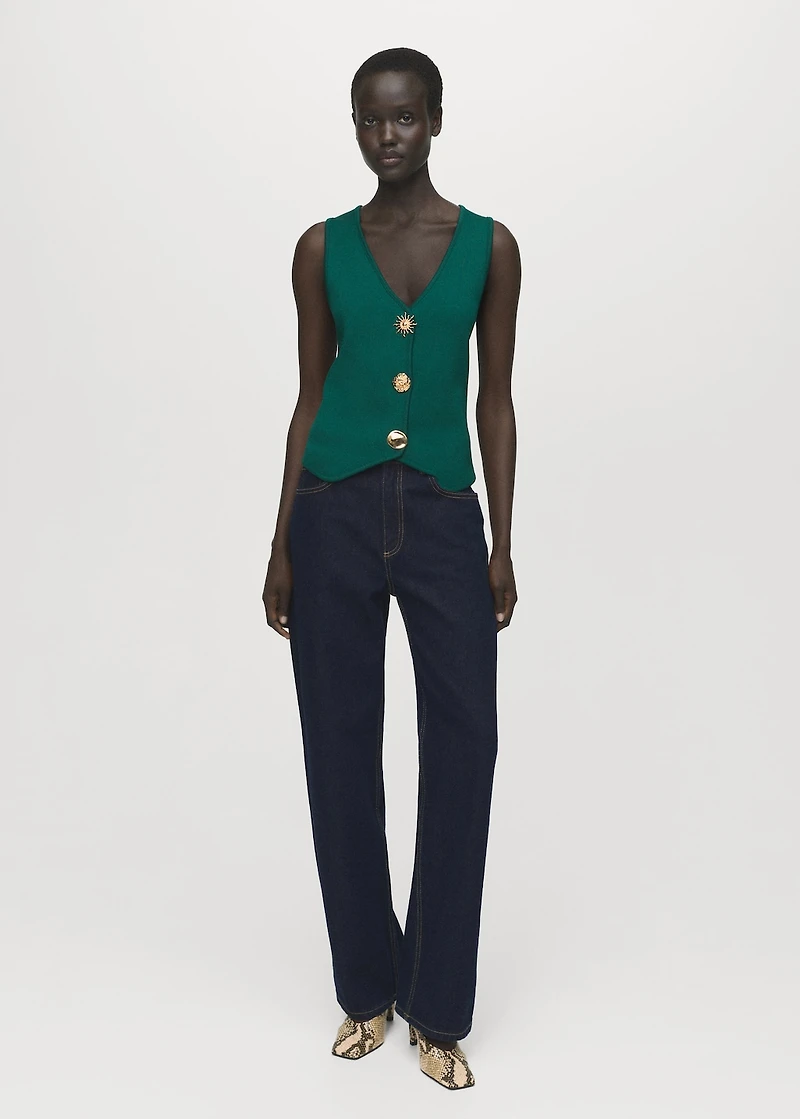 Knitted vest with jewel buttons