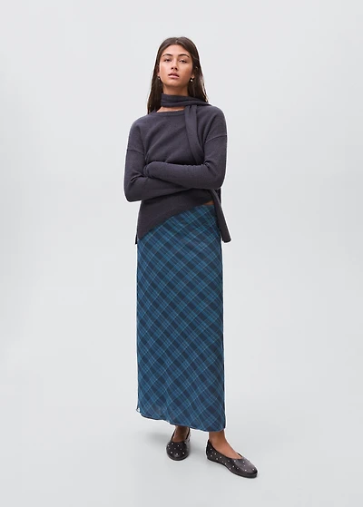 Checked long skirt