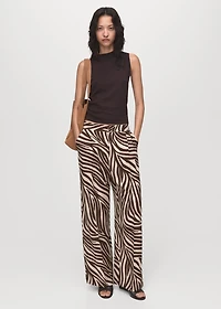 Straight-leg zebra-print pleated pants