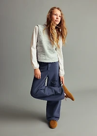 Wide-leg jeans with flower detail