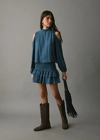 Gathered skirt with ruffles