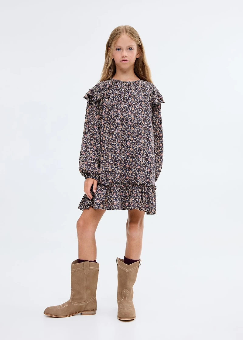 Ruffled printed dress