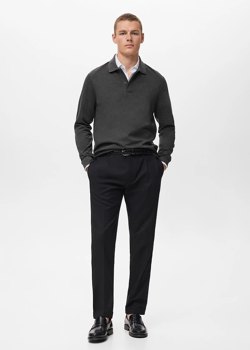 Regular-fit knitted polo sweater