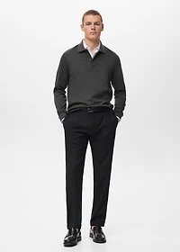 Regular-fit knitted polo sweater