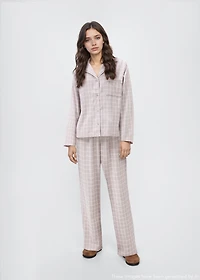 Two-pieces check long pyjamas