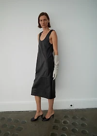 100% leather midi-dress