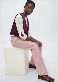 Floral-embroidered vest