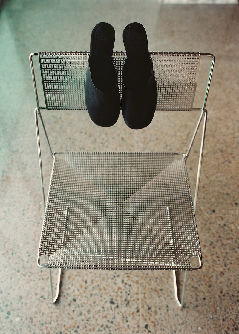 Leather mule slippers