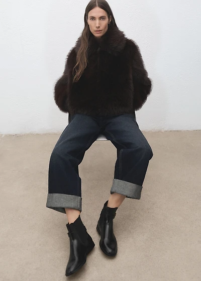 Ankle boots with elastic panel and buckle