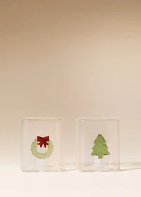 Borosilicate crown and tree salt and pepper mills