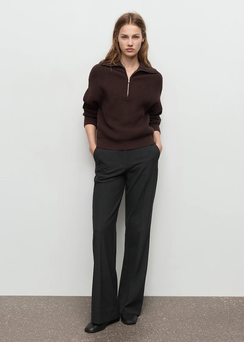 Belt straight-fit pants