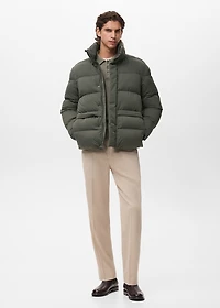Short water-repellent puffer jacket