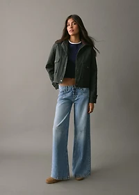 Wide leg jeans with seam detail