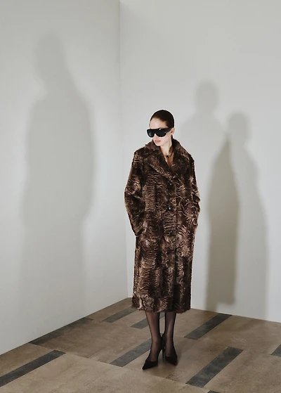 Textured faux-fur coat