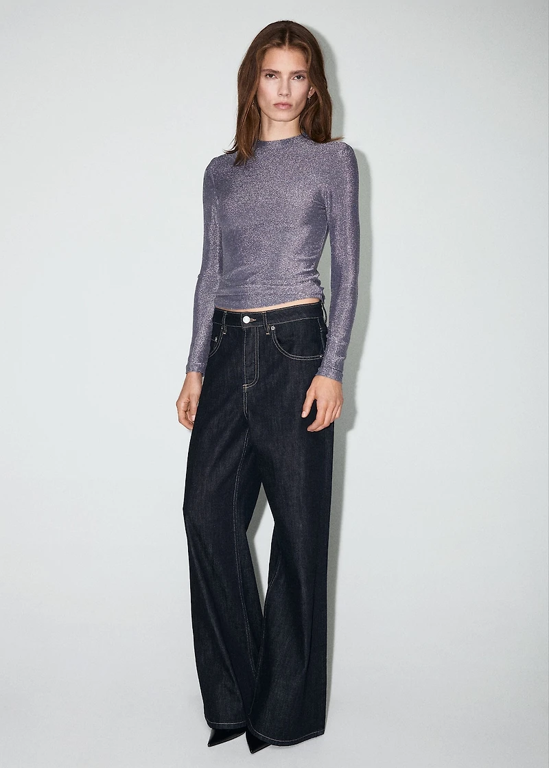 Lurex t-shirt with perkins neck