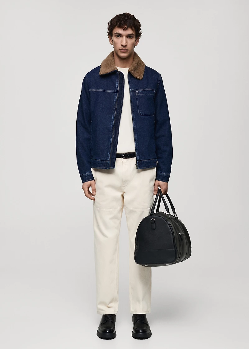 Denim jacket with shearling lining