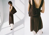 Suede shopper bag with eyelets