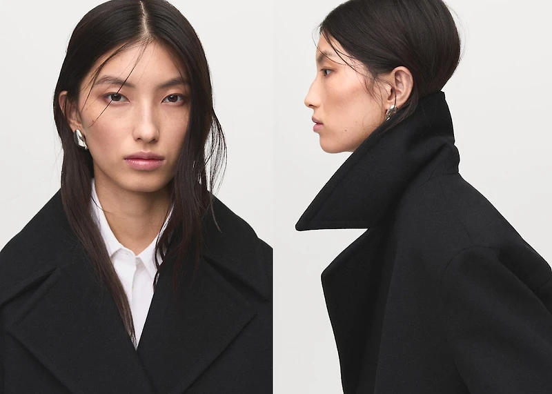 Double-breasted wool-blend coat