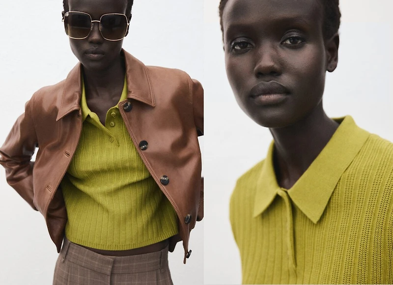 Polo-neck ribbed sweater