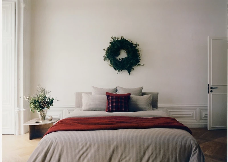 Cotton flannel duvet cover with fine-striped yarn for 70.87/78.74 bed