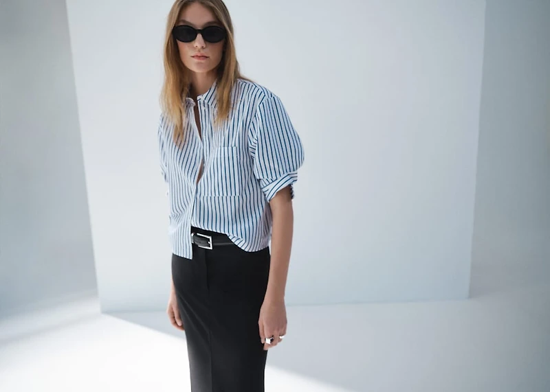Striped cropped shirt