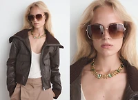 Beaded resin chain link necklace