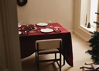 Jacquard linen floral-print tablecloth for to 8 diners