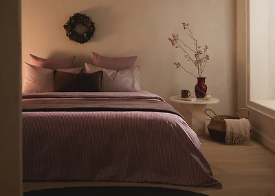 200-thread count percale cotton reversible striped duvet cover for 180/200cm bed